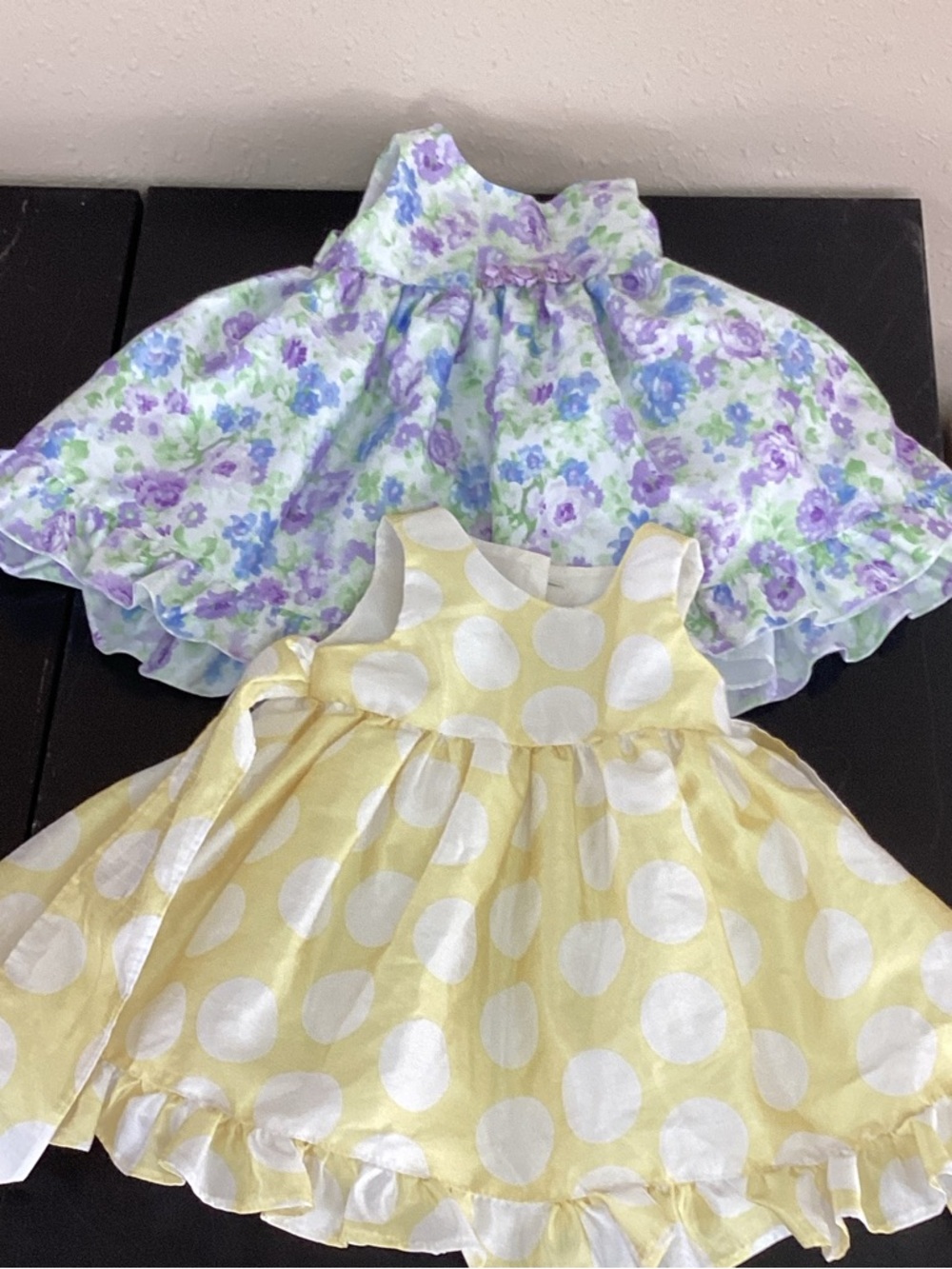 marmellata Yellow & White Polka Dot Dress with Purple Floral Cape
